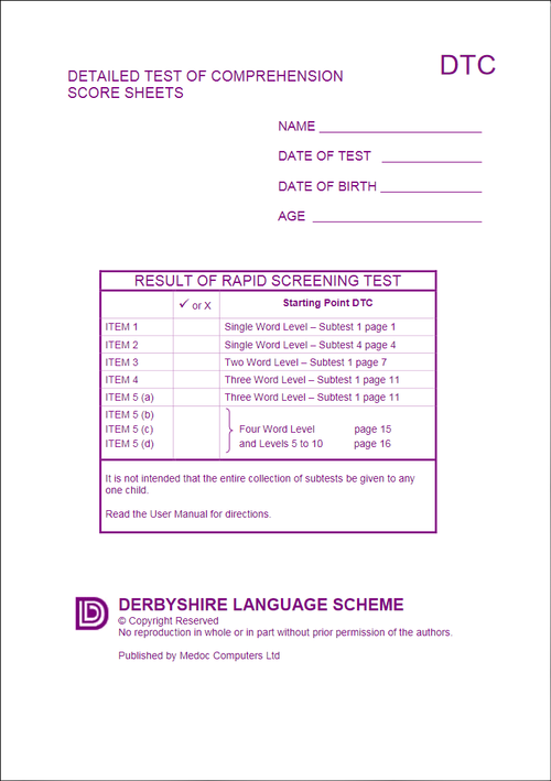 Detailed Test of Comprehension